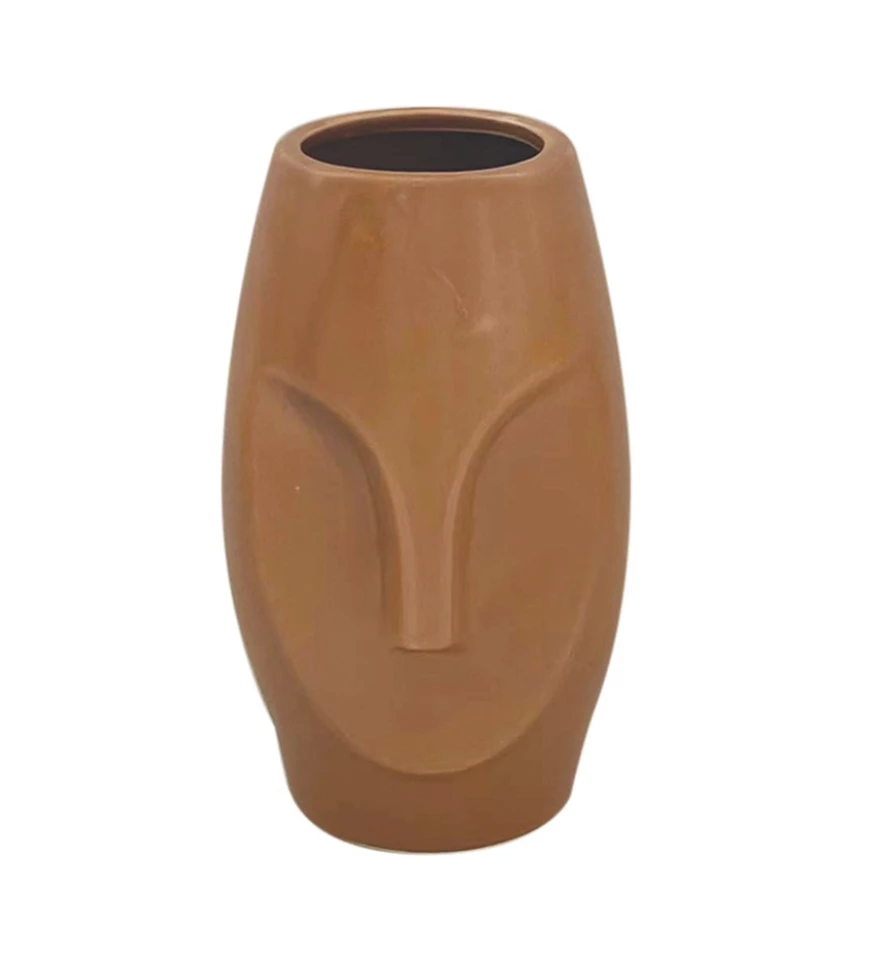 Vase ceramic visage mini brun