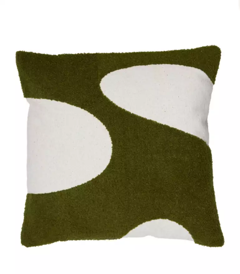 Coussin 45x45 cm CELLIO vert foncé+beige