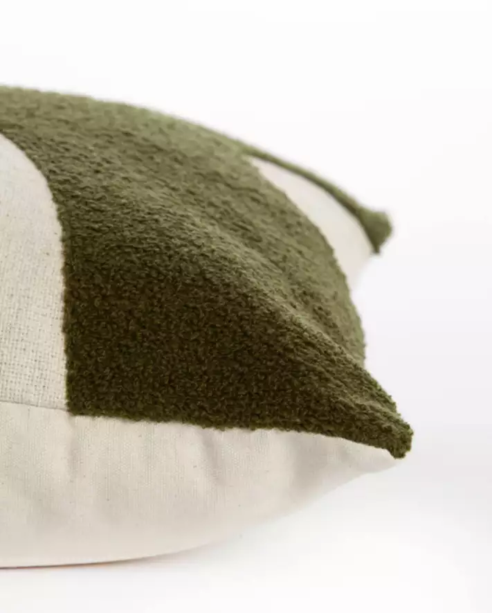 Coussin 45x45 cm CELLIO vert foncé+beige