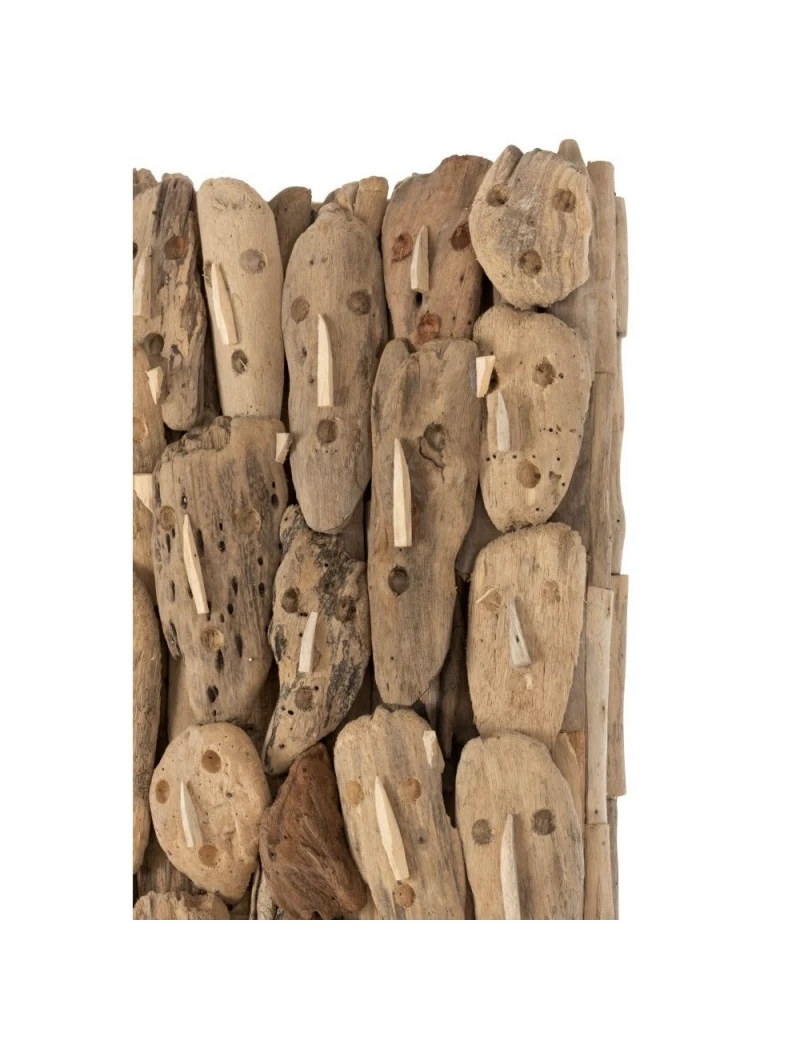 Sculpture Murale Portrait Famille Bois Flotte L